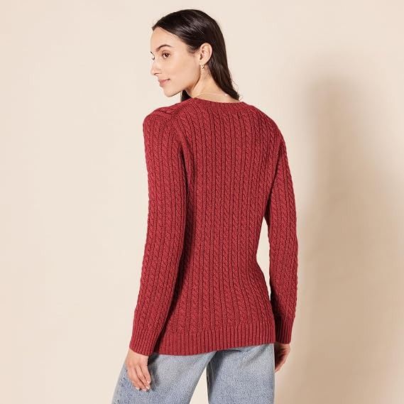 Red Cable Knit Sweater imagen 5